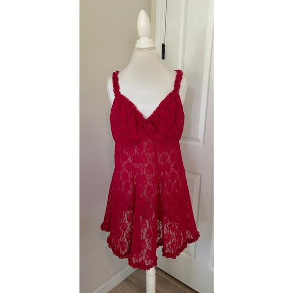 Seductive Wear by Cinema Etoile 3X Red Lace Slip Baby Doll - Picture 1 of 5